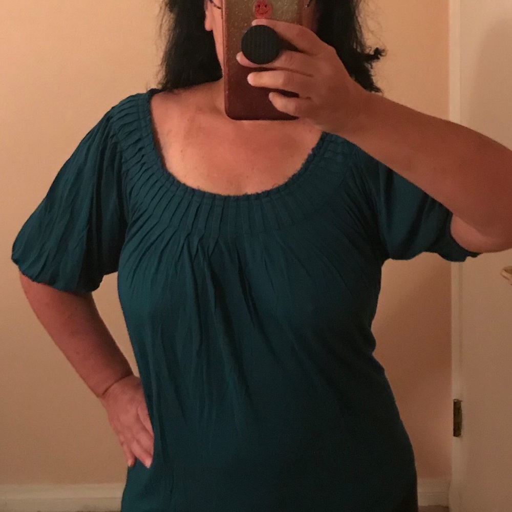 Cute dark teal boho top (XL)